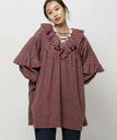 【SALE／20%OFF】niko and ... チェックラッフルチュニック ニコアンド トップス その他のトップス レッド ベージュ ブルー【送料無料】