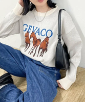 【SALE／30%OFF】fredy emue 【GEVACO/ゲバコ】ホースジャガード ニットプルオーバー フレディ アンド グロスター トップス ニット ホワイト ネイビー グレー【送料無料】