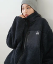 LOWRYS FARM 【UNISEX】GERRYボアZIPブルゾン ローリーズファーム ジャケット・アウター ブルゾン・ジャンパー ネイビー ホワイト ブラウン【送料無料】