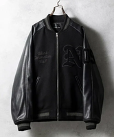 NUMBER (N)INE RAGLAN SLEEVE ZIPPER STADIUM JACKET ナンバーナイン ジャケット・アウター スタジャン・スカジャン ブラック【送料無料】