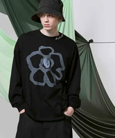 MAISON SPECIAL Flower Hand-Printed Oversized Stitched Crew Neck Long Sleeve T-Shirt メゾンスペシャル トップス カットソー・Tシャツ グレー ブラック ホワイト【送料無料】