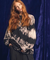 MAISON SPECIAL Tie-Dye Bleach Hand Embroidery Prime-Over Crew Neck Sweat Pullover メゾンスペシャル トップス スウェット・トレーナー ブラック ブルー【送料無料】