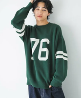 【SALE／20%OFF】LOWRYS FARM 【UNISEX】ロゴニットクルー ローリーズファーム トップス ニット グリーン ネイビー【送料無料】