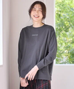 【SALE／20%OFF】any FAM L 【洗濯機可】チビロゴロングスリーブTシャツ エニィファム トップス カットソー・Tシャツ グレー ホワイト ベージュ