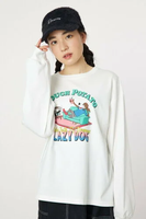 【SALE／12%OFF】RODEO CROWNS WIDE BOWL COUCH POTATO ロングスリーブTシャツ ロデオクラウンズワイドボウル トップス カットソー・Tシャツ ホワイト イエロー グレー