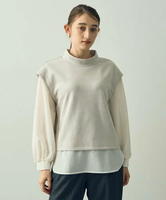 【SALE／50%OFF】YECCA VECCA スエード調レイヤードデザインプルオーバー イェッカヴェッカ トップス カットソー・Tシャツ ブラウン グレー【送料無料】