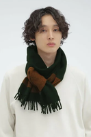 MARGARET HOWELL PANEL PATTERN WOOL SCARF マーガレット・ハウエル ファッション雑貨 スカーフ・バンダナ ブラック ネイビー【送料無料】