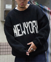 JOINT WORKS 【MacMahon Knitting Mills 】 +【Niche.】 Crew Neck Knit-NEW YORK ジョイントワークス トップス ニット ブラック【送料無料】