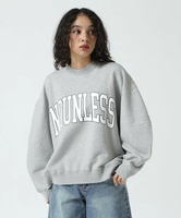 B'2nd NOUNLESS(ナウンレス)別注COLLEGE LOGO OVER SWEAT ビーセカンド トップス スウェット・トレーナー グレー ブルー【送料無料】