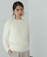 N. Natural Beauty Basic クルーネックフェザーネップヤーンニット エヌ ナチュラルビューティーベーシック* トップス ニット ホワイト グレー【送料無料】