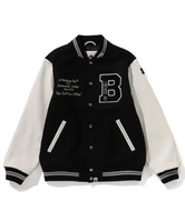 A BATHING APE (M)EMBROIDERY VARSITY JACKET M ア ベイシング エイプ ジャケット・アウター スタジャン・スカジャン ブラック【送料無料】