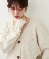 【SALE／40%OFF】natural couture 【WEB限定】アニマル刺繍入りケーブルゆるカーデ ナチュラルクチュール トップス カーディガン ホワイト グレー グリーン レッド