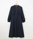 【SALE／30%OFF】組曲 S 【WEB限定・KUMIKYOKU NAVY】ウールジョーゼット バンドカラーワンピース クミキョク ワンピース・ドレス ワンピース ネイビー【送料無料】