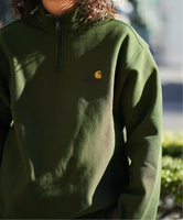 JOINT WORKS CARHARTT WIP / カーハート ダブリューアイピー HALF ZIP AMERICAN SCRIPT SWEAT ジョイントワークス トップス スウェット・トレーナー グリーン ブラック【送料無料】