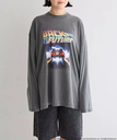 LOWRYS FARM BACK TO THE FUTUREロンT_MOM ローリーズファーム トップス カットソー・Tシャツ グレー ホワイト【送料無料】