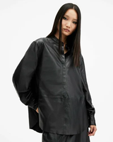 【SALE／30%OFF】ALLSAINTS (W)SARA LEATHER SHIRT オールセインツ トップス シャツ・ブラウス ブラック【送料無料】