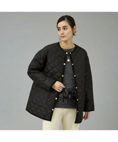 qualite 【TRADITIONAL WEATHERWEAR】キルティングノーカラーミドルブ カリテ ジャケット・アウター ブルゾン・ジャンパー ブラック カーキ ネイビー【送料無料】