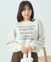 【SALE／30%OFF】earth music&ecology ジャガードロゴニットプルオーバー アースミュージック&エコロジー トップス ニット ホワイト グレー ピンク ブルー