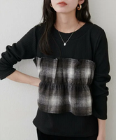 natural couture 【WEB限定】ビスチェ風ドッキングリブカットTOPS ナチュラルクチュール トップス ニット ブラック レッド【送料無料】