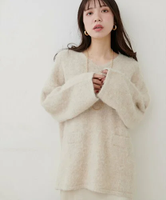 natural couture 【WEB限定】Vネックニットプルオーバー ナチュラルクチュール トップス ニット ベージュ グレー ブラウン ピンク【送料無料】