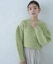 【SALE／10%OFF】NATURAL BEAUTY BASIC リボンヤーンショートニット ナチュラルビューティベーシック トップス ニット グリーン グレー ベージュ【送料無料】