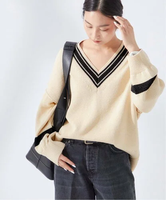 JOURNAL STANDARD L'ESSAGE 《予約》ラインVネックプルオーバー ジャーナルスタンダード レサージュ トップス ニット ブラウン ブラック【送料無料】