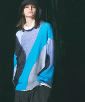 MAISON SPECIAL Prime-Over Mohair Mixed Color Block Intarsia Knit Pullover メゾンスペシャル トップス ニット ブルー ベージュ【送料無料】