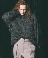 MAISON SPECIAL Mohair x Metallic Yarn Mixed Mohair Sheer Prime-Over Crew Neck Knit Pullover メゾンスペシャル トップス ニット ブラック ベージュ【送料無料】