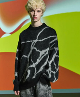 MAISON SPECIAL Prime-Over Drawing Mohair Shaggy Crew Neck Knit Pullover メゾンスペシャル トップス ニット ブラック ブルー【送料無料】