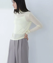 NATURAL BEAUTY BASIC ハイネックシアーカットソー ナチュラルビューティベーシック トップス カットソー・Tシャツ イエロー ホワイト ベージュ ピンク【送料無料】