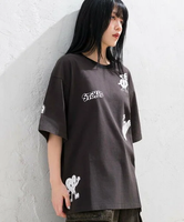 JUNRed 【Chocomoo*JUNRED】コラボピグメントTシャツ ジュンレッド トップス カットソー・Tシャツ グレー ブルー【送料無料】