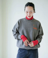 eL Message Jacquard Pullover ジーナシス トップス ニット グレー ネイビー【送料無料】