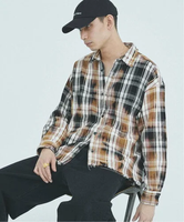 JOURNAL STANDARD 《予約》チェックファット クラッシュシャツ ジャーナル スタンダード トップス シャツ・ブラウス ブラック ブルー【送料無料】