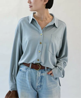 VERMEIL par iena 《予約》stretch jersey shirts ヴェルメイユ パー イエナ トップス カットソー・Tシャツ グレー ネイビー【送料無料】