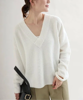 VERMEIL par iena 《予約》COTTON FUWARI Knit ヴェルメイユ パー イエナ トップス ニット ホワイト ネイビー【送料無料】