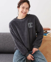 SHOO・LA・RUE 【洗える】フェルト刺繍がワンポイント やわらかボアトップス シューラルー トップス カットソー・Tシャツ グレー