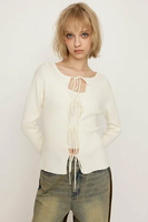 SLY MANYWAY RIBBON KNIT トップス スライ トップス ニット ホワイト ブラック イエロー ネイビー グレー【送料無料】