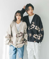 LOWRYS FARM 【UNISEX】ガラジャガードカーデ ローリーズファーム トップス カーディガン ブラック【送料無料】