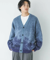 LOWRYS FARM 【UNISEX】アブストラクトジャガードカーデ ローリーズファーム トップス カーディガン グレー ブルー グリーン【送料無料】