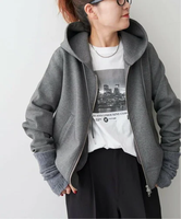 Spick & Span 《追加予約》ストレッチジップフードパーカー スピックアンドスパン トップス パーカー・フーディー グレー ベージュ【送料無料】
