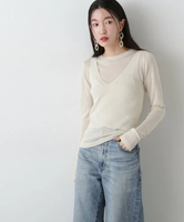 N. Natural Beauty Basic シアーシャインタンクニットセット エヌ ナチュラルビューティーベーシック* トップス ニット ネイビー ホワイト【送料無料】