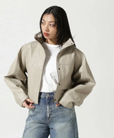 B'2nd NCB neat caprice brand(エヌシービーニートカプリスブランド) WOMENS SHEEP STAND JACKET ビーセカンド ジャケット・アウター ライダースジャケット ブラック グレー【送料無料】