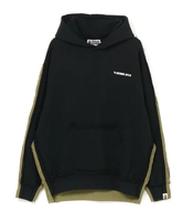 A BATHING APE 1ST CAMO BLOCKING RAW EDGE RELAXED FIT PULLOVER HOODIE ア ベイシング エイプ トップス パーカー・フーディー ブラック ホワイト【送料無料】