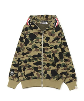 A BATHING APE 1ST CAMO JACQUARD SHARK RELAXED FIT FULL ZIP HOODIE ア ベイシング エイプ トップス パーカー・フーディー グリーン イエロー【送料無料】