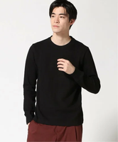 BANANA REPUBLIC FACTORY STORE (M)SLUBBY TEXTURED LS CREW バナナ・リパブリック ファクトリーストアー トップス カットソー・Tシャツ ブルー ブラック【送料無料】