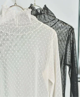 Spick & Span 《WEB限定追加予約》ドットチュールハイネックプルオーバー スピックアンドスパン トップス カットソー・Tシャツ ブラック ホワイト【送料無料】
