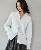 【SALE／28%OFF】BARNYARDSTORM 畔編みZIPブルゾン＜ハンドウォッシャブル＞ バンヤードストーム ジャケット・アウター ブルゾン・ジャンパー ブラック ベージュ ホワイト【送料無料】
