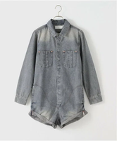 U by SPICK&SPAN ONE TEA SPOON /ワンティースプーン ISLAND BLUE PROPHECY DENIMオールインワン ユーバイスピックアンドスパン オールインワン・オーバーオール オールインワン・つなぎ ブルー【送料無料】