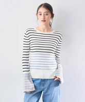 【SALE／30%OFF】YECCA VECCA マルチボーダー柄ニット イェッカヴェッカ トップス ニット ネイビー ホワイト【送料無料】