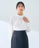 【SALE／20%OFF】YECCA VECCA アクセサリー付きブラウス イェッカヴェッカ トップス シャツ・ブラウス イエロー グリーン ネイビー ホワイト【送料無料】